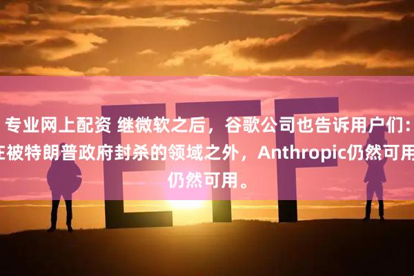 专业网上配资 继微软之后，谷歌公司也告诉用户们：在被特朗普政府封杀的领域之外，Anthropic仍然可用。